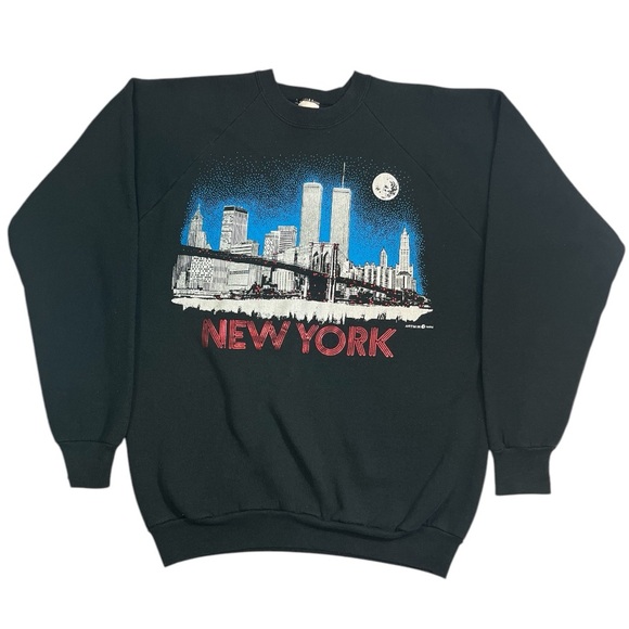 Vintage 1990 NYC Skyline Sweatshirt Fleece XL - Picture 1 of 10